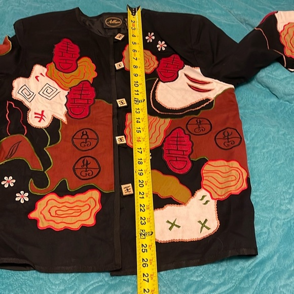 Allure Shacket Embroidered with artsy Buttons Jacket women’s Sz L Black‎ multi - Picture 10 of 16